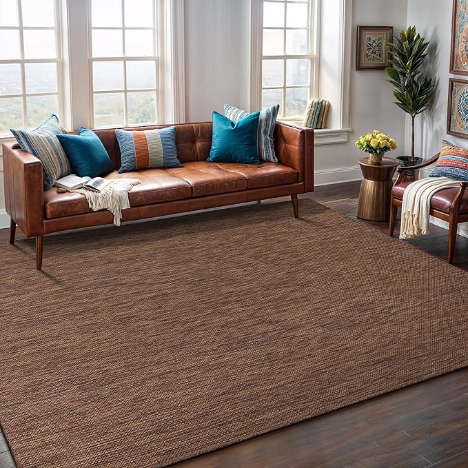 Washable Indoor Outdoor Rug 9x12 Weather Resistant Area Rugs Modern Solid - Image 6