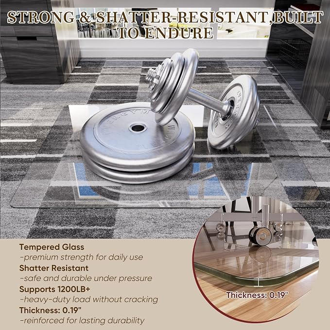 28"x48" Tempered Glass Office Chair Mat - Image 4
