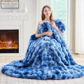 Lotus Karen Faux Fur Throw Blanket Tie-Dye Blue by LotusKaren