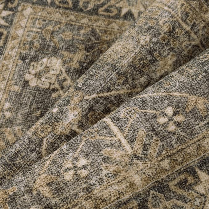 8x10 Brown Black Area Rug for Living Room Washable Vintage Distressed Carpet - Image 9