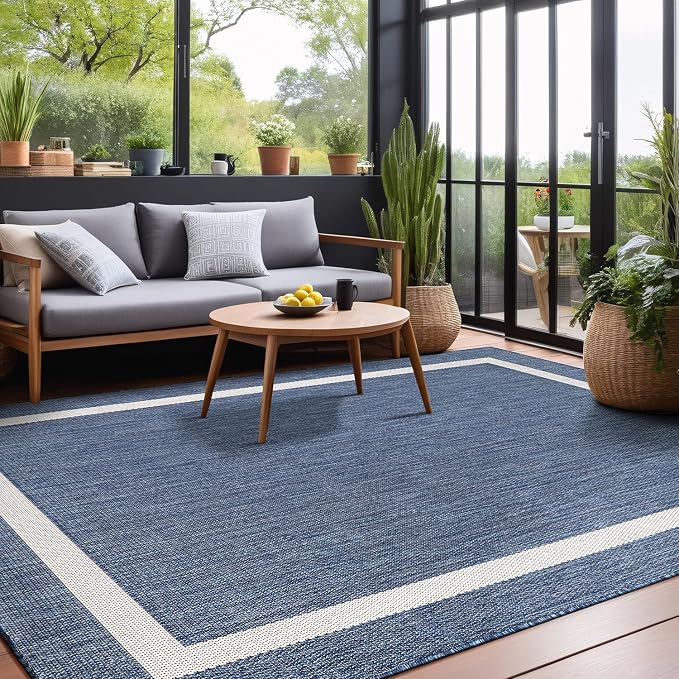 Bordered Outdoor Rug 6x9 Washable Outside Carpet - Image 10