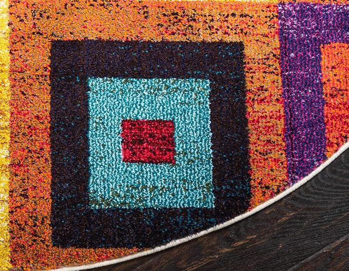 Unique Loom Estrella Collection Colorful, Squares Modern, Abstract Area Rug - Image 8
