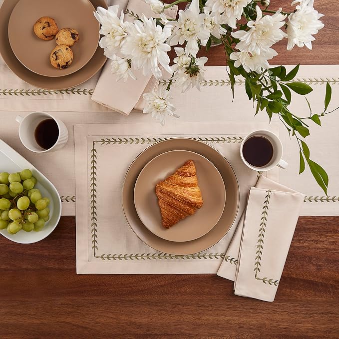 Home Ekaa Cotton Linen Placemats Set of 4 – Summer Beige Placemats 14 x 19 Inch - Image 4