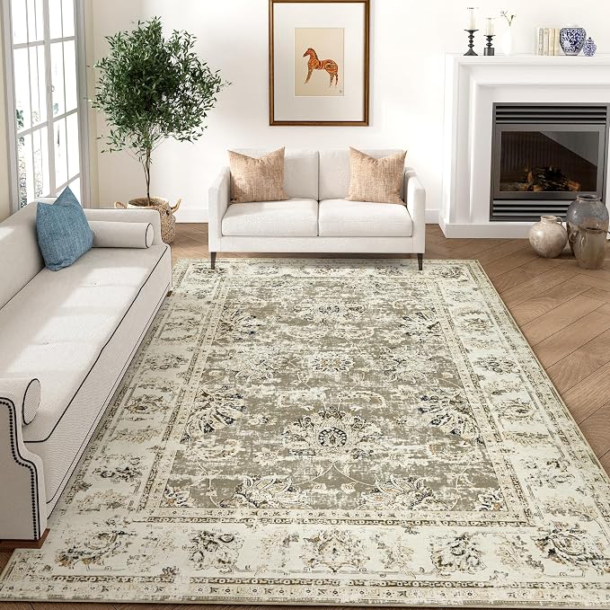jinchan Fiora Washable Area Rug 8x10 by JINCHAN