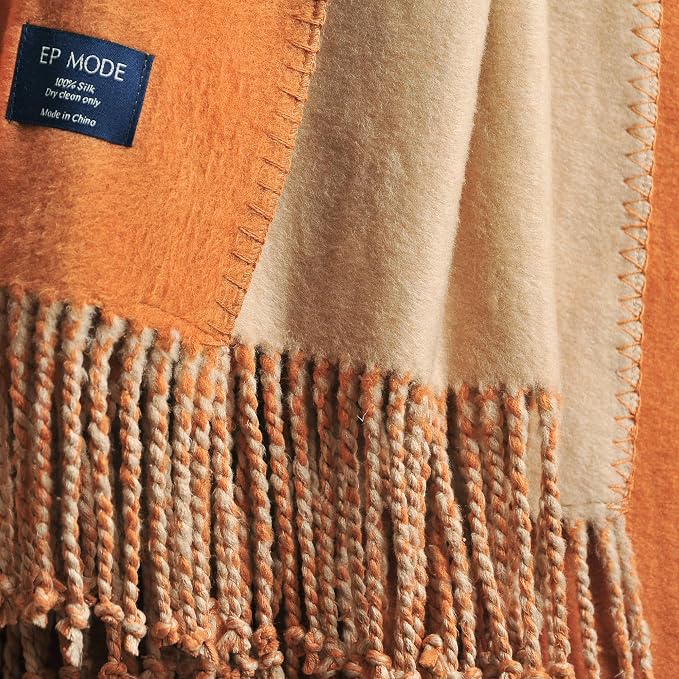 EP Mode Reversible Fringed Mulberry Silk Throw Blanket - Image 6