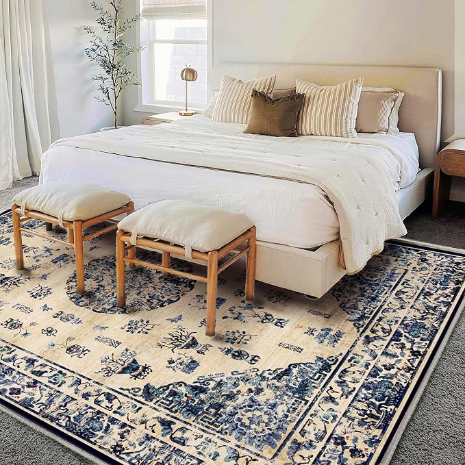 Washable Area Rug 10'x14' Boho Design Non-Shedding Easy Care Ideal - Image 2