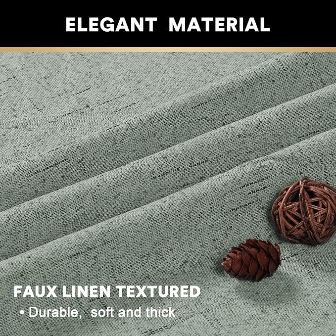 PrinceDeco Linen 100% Blackout Curtains 84 Inches Length 2 Panels Set Grommet - Image 4