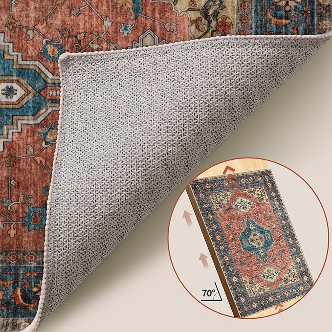 Tangsoo 3x5 Washable Rugs Oriental Area Rug, Vintage Non Slip Indoor Accent Rug - Image 4