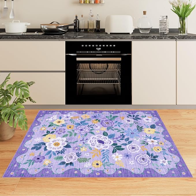 DUKINO 2x3 Rugs for Entryway, Floral Indoor Washable Door Mat, Non Slip Boho - Image 7