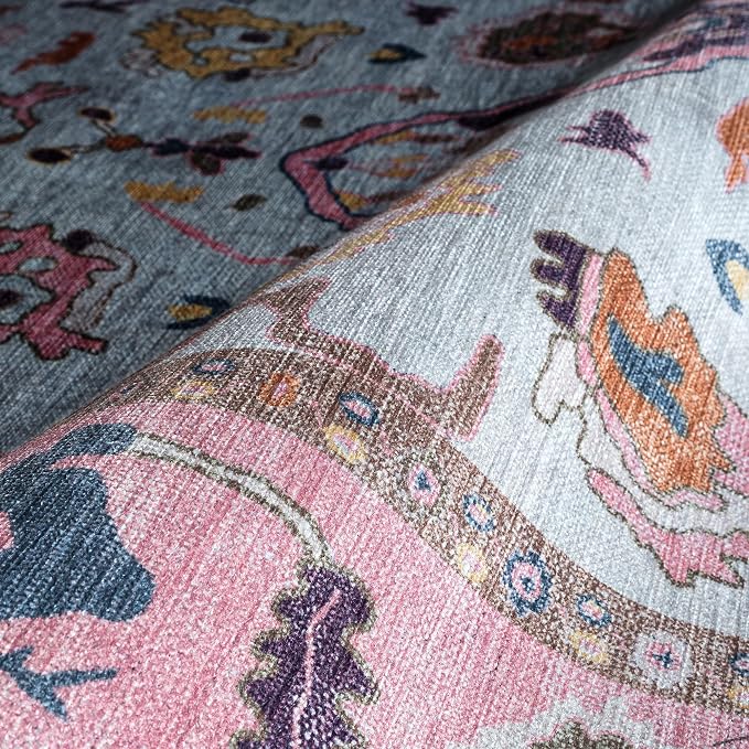 Fame Rugs Pink Beige Modern Oushak Rug 2'6"x7', Washable Vintage Turkish - Image 7