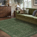 Vintage Area Rug 6x9 Washable Green Living Room Carpet Large Indoor Non Slip by PureCozy