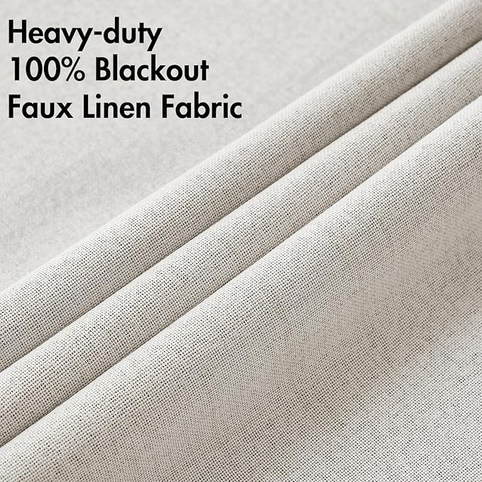 MIULEE Linen Textured Curtains for Bedroom Solid 100% Blackout Thermal - Image 5