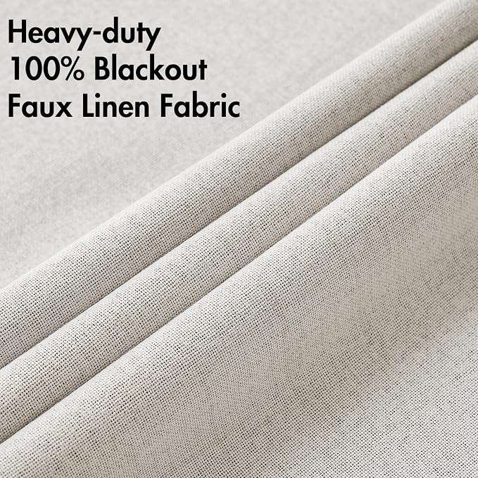 MIULEE Linen Textured Curtains for Bedroom Solid 100% Blackout Thermal - Image 5
