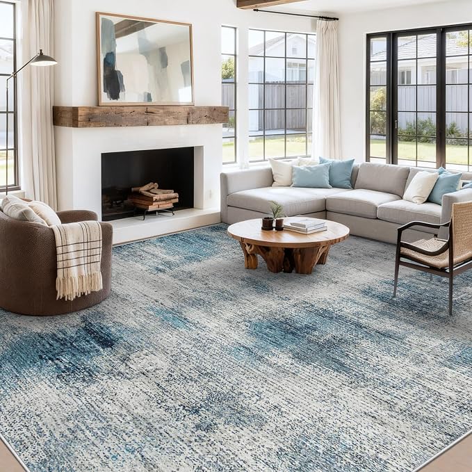 9x12 Area Rugs for Living Room: Washable Modern Abstract Rug Large Soft - Image 2