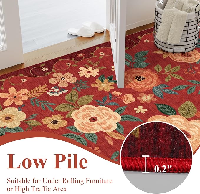 DUKINO 3x5 Area Rug, Floral Rugs - Image 6