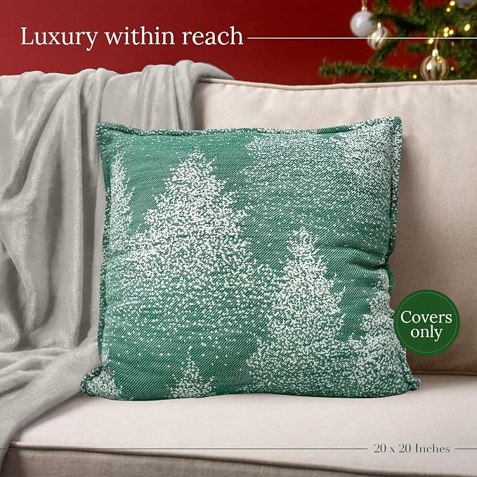 SanVia Moss & Snow Premium Cotton Throw Pillow Covers, 20 x 20 Inches, Luxury - Image 6