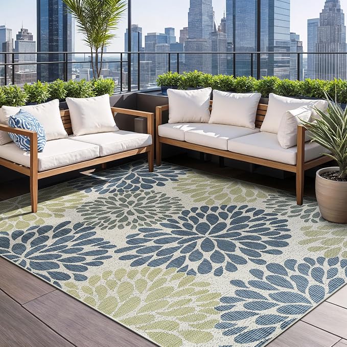 Beverly Rug Outdoor Rug 10x14 Modern Exotic Tropical Leaf Area Rugs - Image 8
