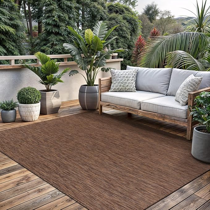 Washable Indoor Outdoor Rug 6x9 Weather Resistant Area Rugs Modern Solid - Image 5
