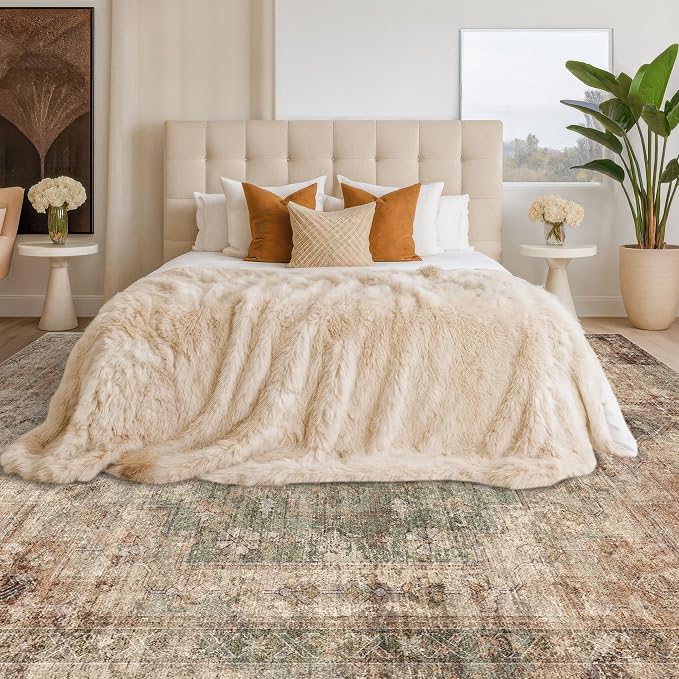 Brown and Green Rug for Entryway Indoor - Image 3