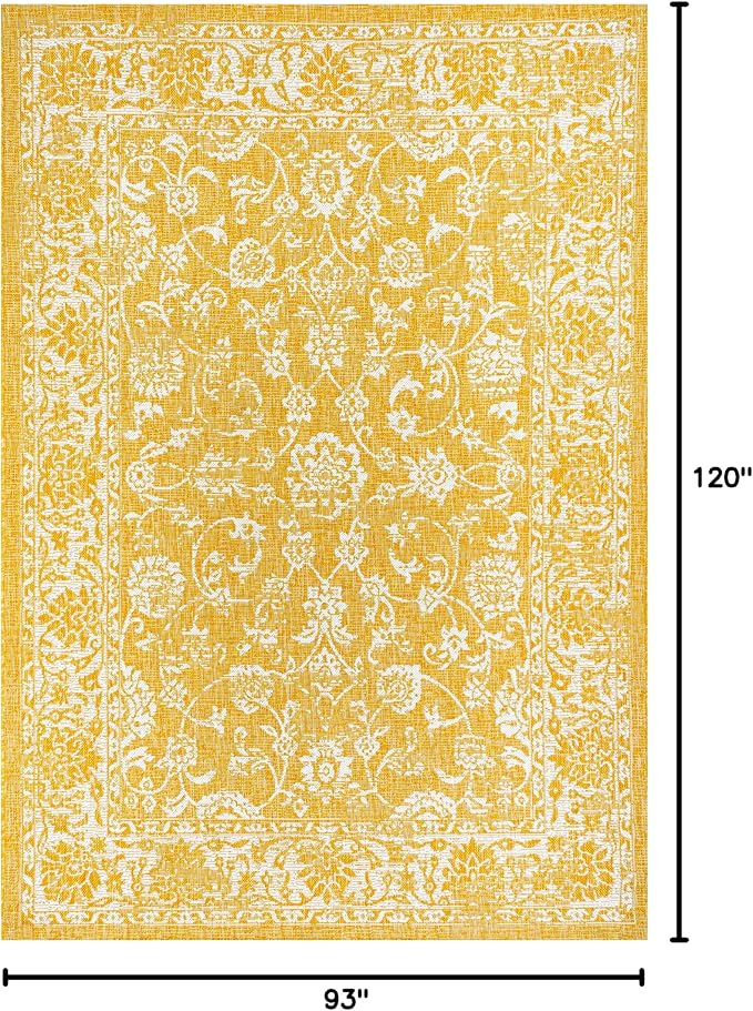 JONATHAN Y Weave Floral Indoor Outdoor Area Rug 8X10 Yellow/Cream, Tela - Image 2