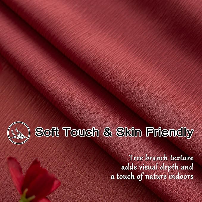 MAIHER Red Pleated Sheer Curtains 90 Inch Length - Image 4