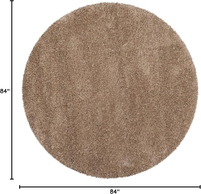 SAFAVIEH Milan Shag Collection 7' Round Dark Beige SG180 Solid Non-Shedding - Image 2