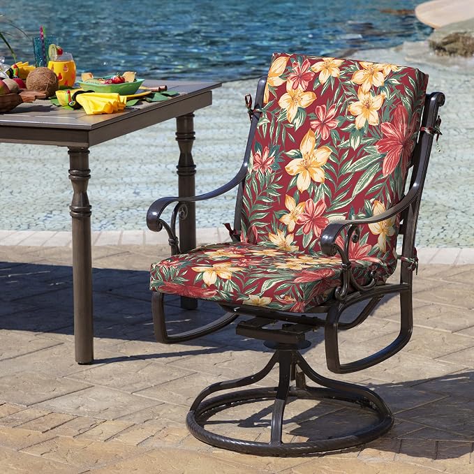 Arden Outdoor Midback Chair Cushion, 18 x 16.5, Rain-Proof, Fade Resistant Ruby - Image 2