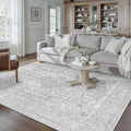 Gray Area Rug 5x7 for Living Room Washable Vintage Carpet Low Pile Non Slip by PureCozy