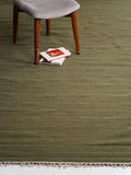Rugsotic Carpets Hand Woven Flat Weave Kilim Wool 6'x9' Area Rug Solid Olive by GetMyRugsLLC