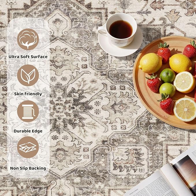 8ft Round Vintage Living Room Area Rug - Image 2