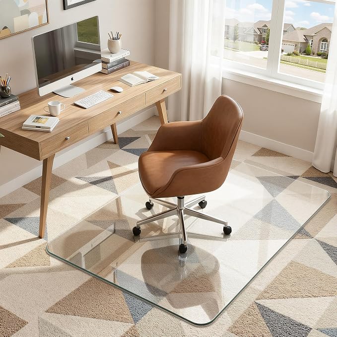 Antok Tempered Glass Chair Mat, Heavy Duty 0.2" Desk Chair Mat by AntokMirror