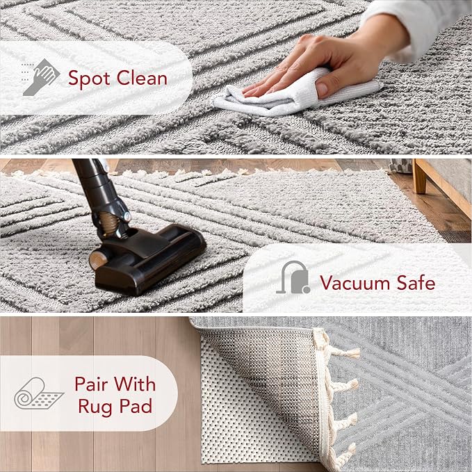 nuLOOM Risette Light Grey, Soft and Textured, High Traffic, Stain Resistant - Image 2