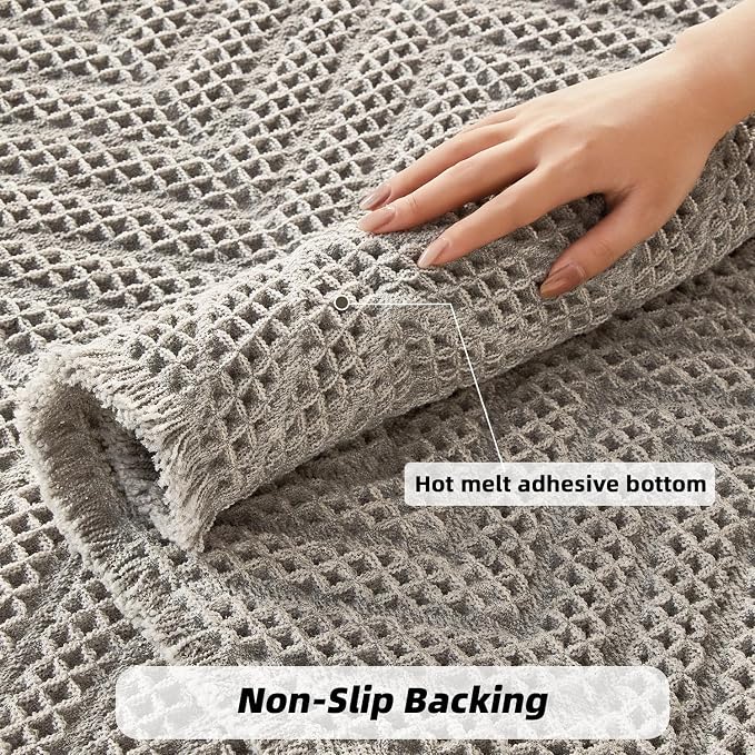 Bath Rugs, Upgraded Waffle Bath Mat, Super Absorbent Boho Bath Rug Non Slip - Image 5