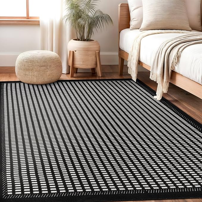 Beverly Rug Micro Loop Area Rug Black/White 5x7 Geometric Modern Luxury Zebra - Image 10