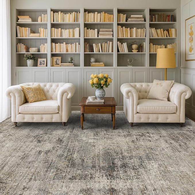 5x7 Earthy Rug for Living Room, Vintage Unique Area Rug for Bedroom Under Bed by HazoHaus