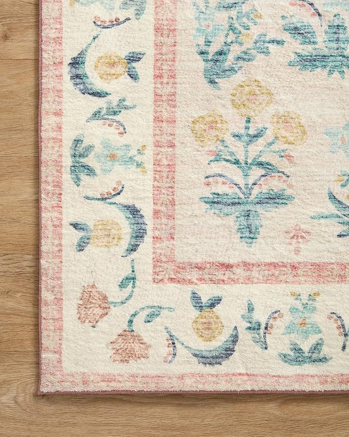 Loloi Rifle Paper Co. Eden Collection EDE-01 Mughal Rose Blush 5'-0" x 7'-6" - Image 5