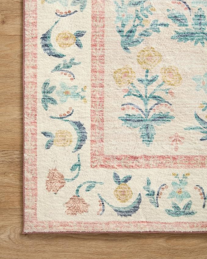 Loloi Rifle Paper Co. Eden Collection EDE-01 Mughal Rose Blush 7'-6" x 9'-6" - Image 5