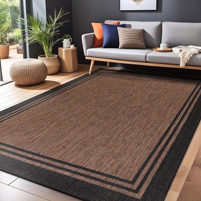 Bordered Outdoor Rug 8x10 Washable Outside Carpet - Image 5