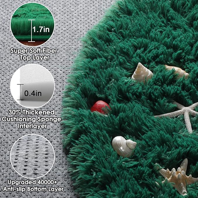 ONASAR Dark Green Round Area Rug 4x4, Soft Bedroom Circle Rugs - Image 2