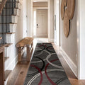 Rugshop Modern Wavy Circles Design Non-Shedding Runner Rug, Carpet by Rugshop
