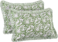 CPC Olive Green 100% Cotton Block Print Ruffle Sham Cover 20X30 inch Pack of 2 by COTTONPRINTCLUB