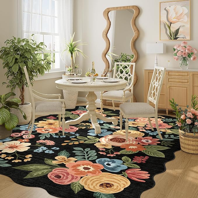 DUKINO 5x7 Area Rug, Floral Washable Rugs - Image 8