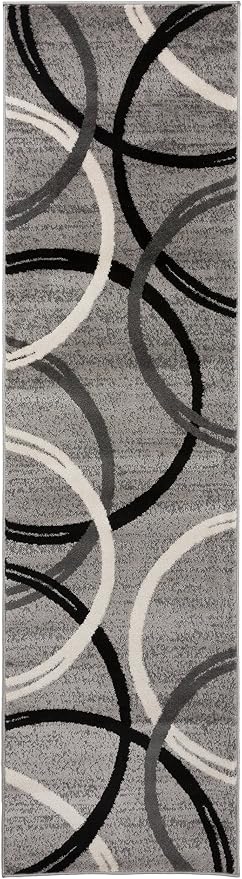 Rugshop Wavy Circles Design Runner Rug, Carpet - Image 3
