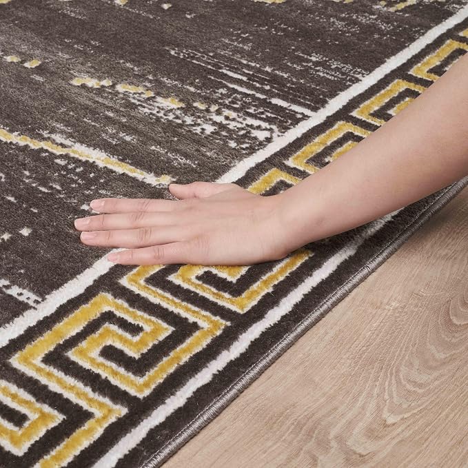 GLORY RUGS Area Rugs Marble 5x7 Brown Gold Carpet Modern Abstract Rug Living - Image 4