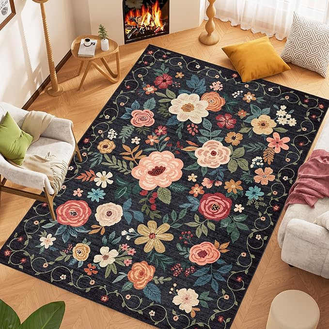 DUKINO 6x9 Area Rug, Floral Rugs - Image 4