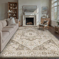 Brown Area Rug 9x12 Vintage Washable Distressed Living Room Carpet Large Indoor by PureCozy