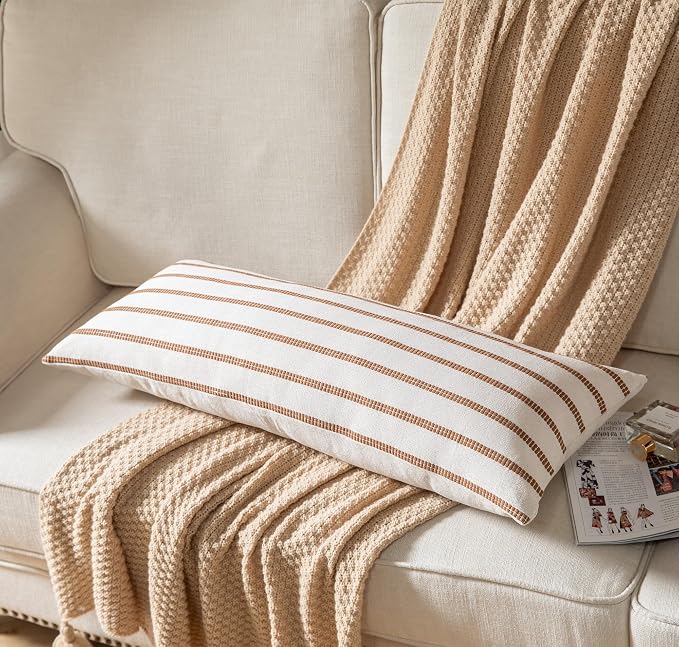 Caflife Boho Lumbar Throw Pillow Cover 14X36 Long Soft Farmhouse Decorative - Image 2