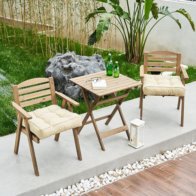 ARTPLAN Outdoor Seat Cushion, Square Thick Tufted Pure Chair Cushion - Image 2