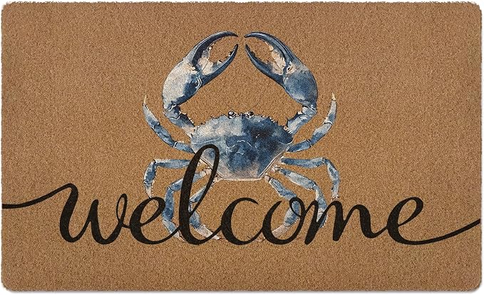 Blue Crab Welcome Door Mat, Beach Framhouse Doormat, Lake Sea Welcome Front by Unknown
