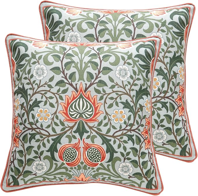 ISAENNE Design Square Retro Elegant Linen Throw Pillow Covers 18"x18" Pack of 2 by Isaennehomedecoration